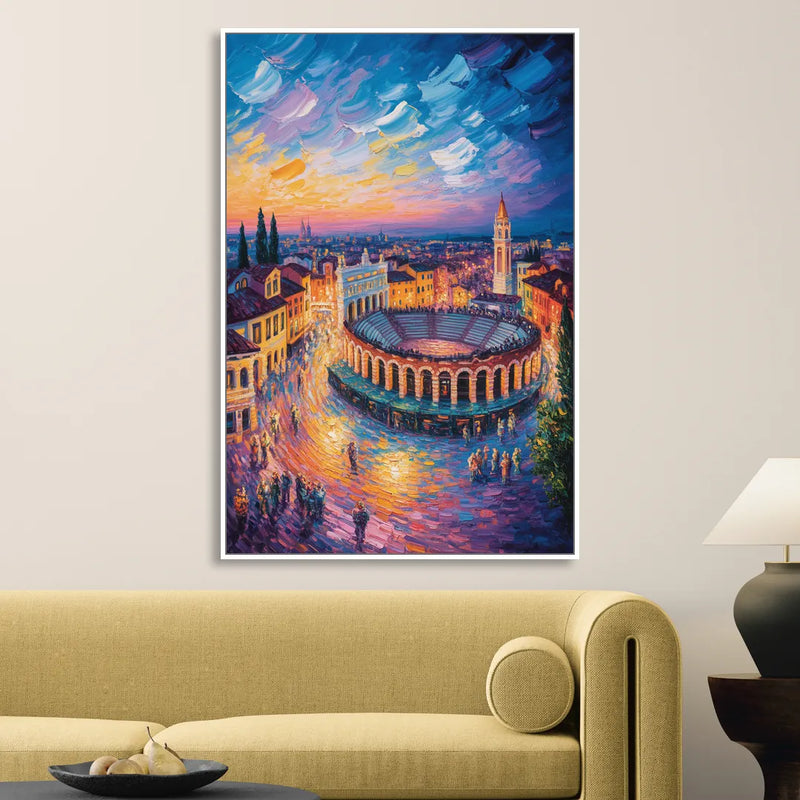 Verona's Roman Theatre Living Room - White Canvas Wall Art