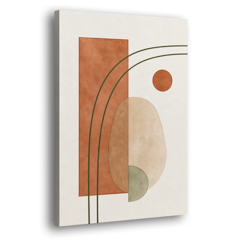 Vertical Abstract Wall Art with Olive Arcs - Canvas Wall Art - Side