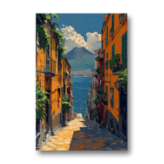 Vesuvius Painting from a Naples Alley - Canvas Wall Art - Front