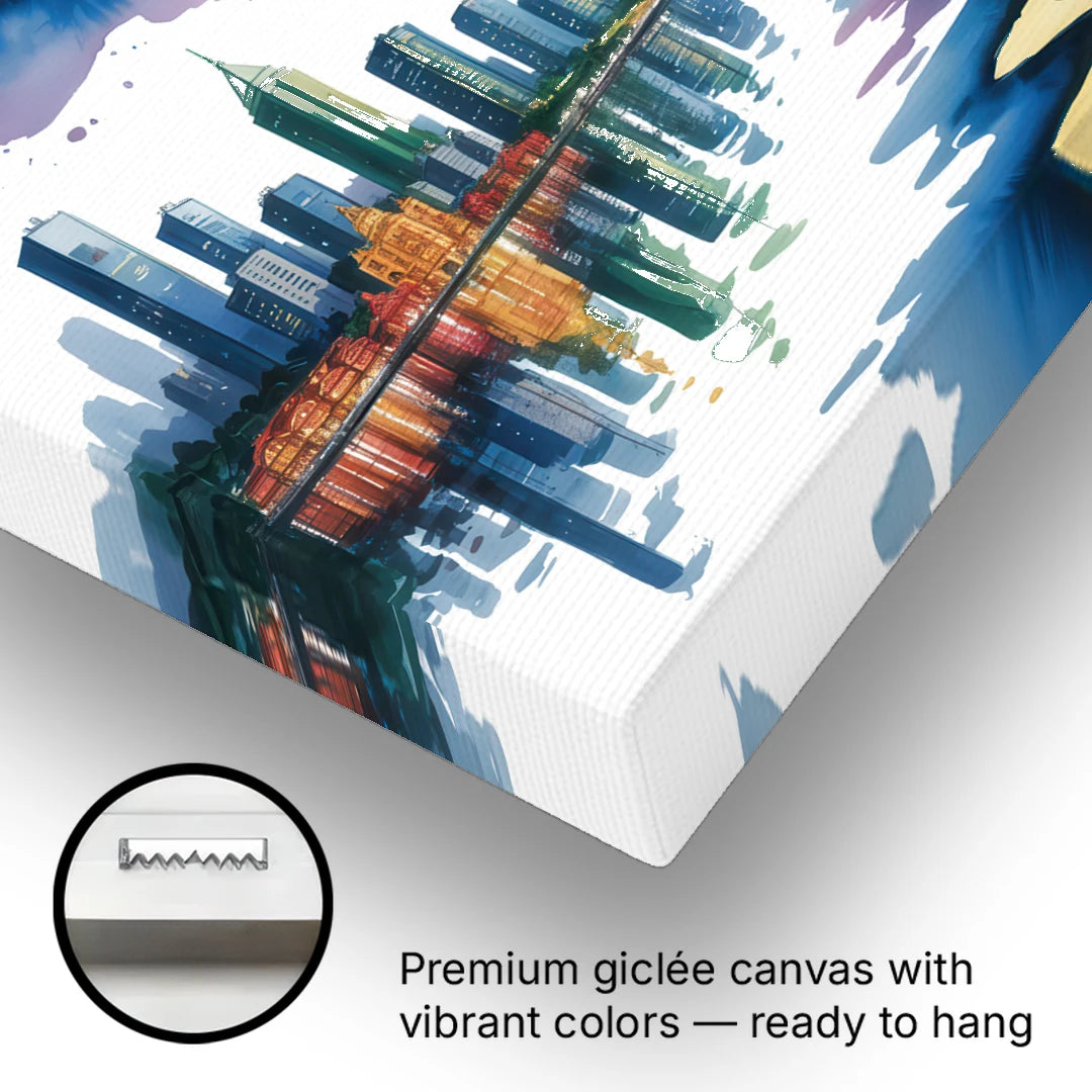 Victoria Harbour Lights - Canvas Wall Art - Gallery Wrap Corner