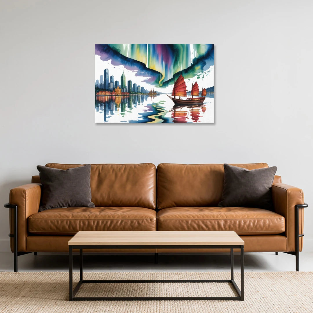 Victoria Harbour Lights - Canvas Wall Art - Sofa - 36x24