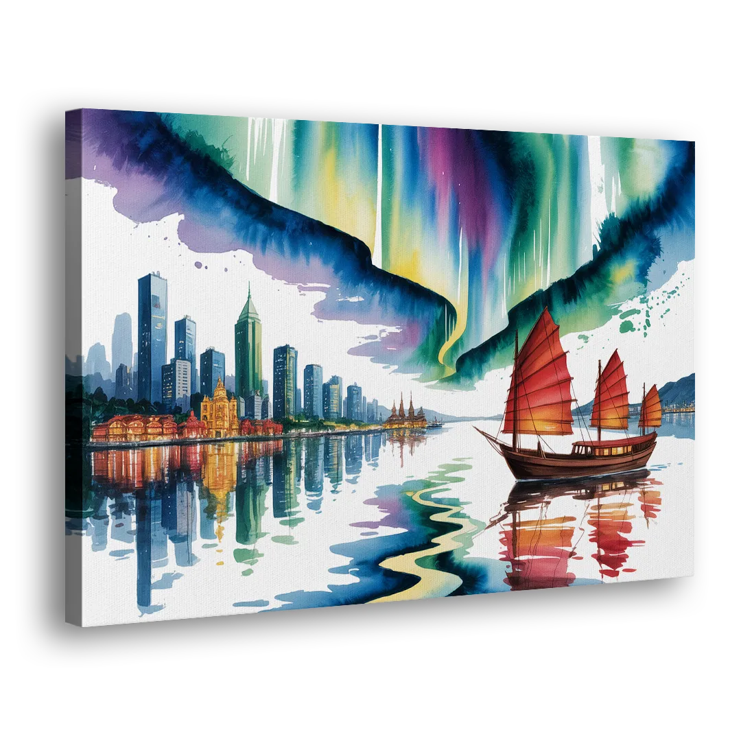 Victoria Harbour Lights Side - Canvas Wall Art