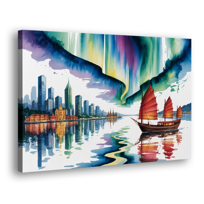 Victoria Harbour Lights Side - Canvas Wall Art
