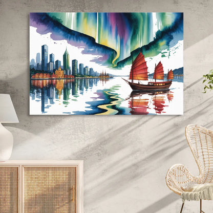 Victoria Harbour Lights Sitting Room - Canvas Wall Art