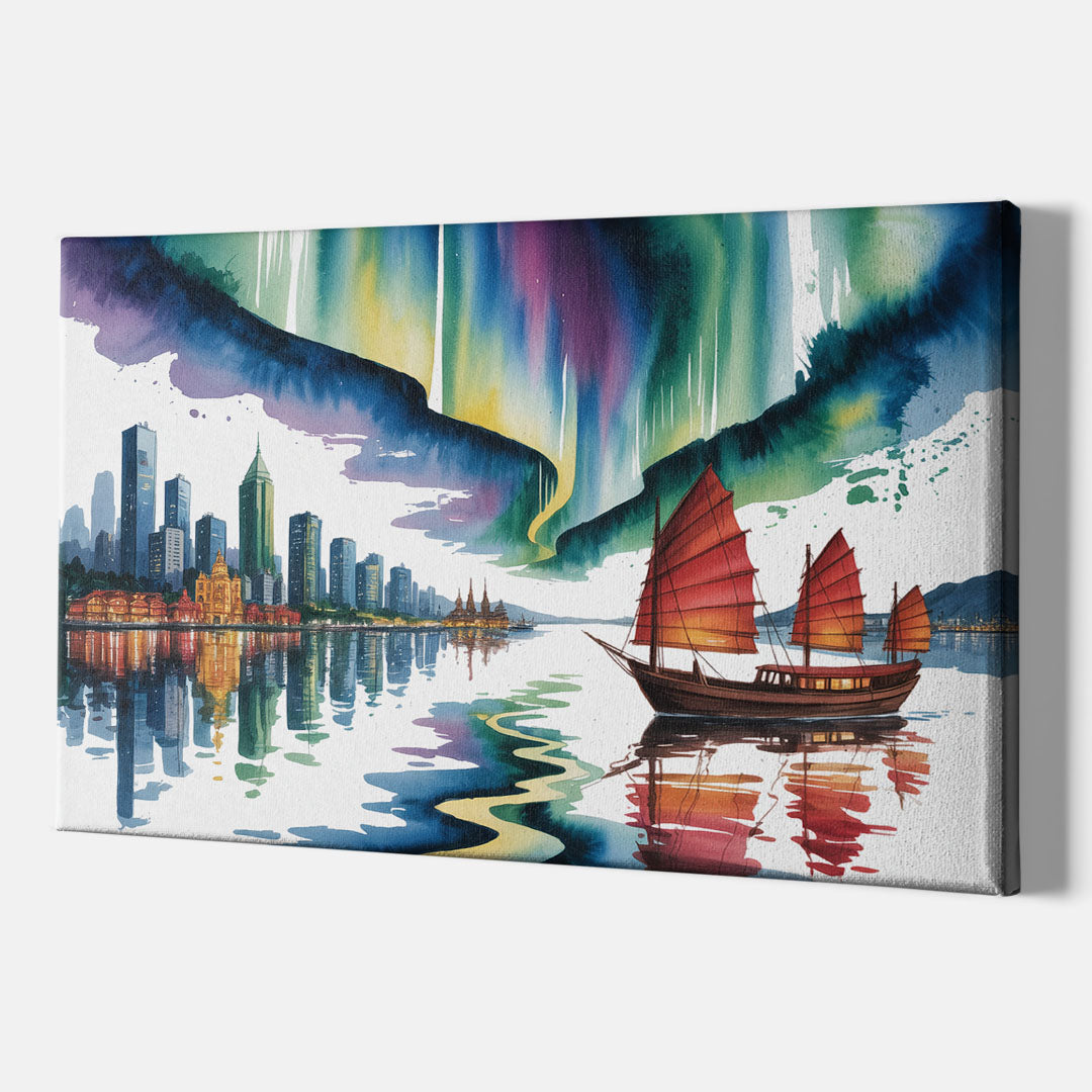 Victoria Harbour Lights - Canvas Print Art Sides