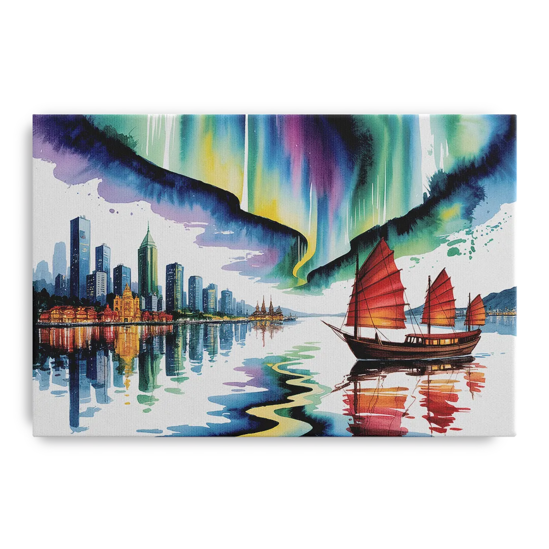 Victoria Harbour Lights Front - Canvas Wall Art