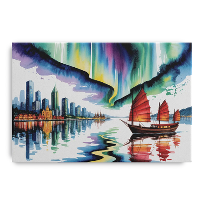 Victoria Harbour Lights Front - Canvas Wall Art