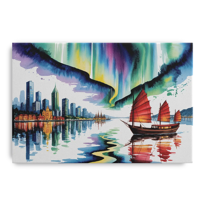 Victoria Harbour Lights Front - Canvas Wall Art