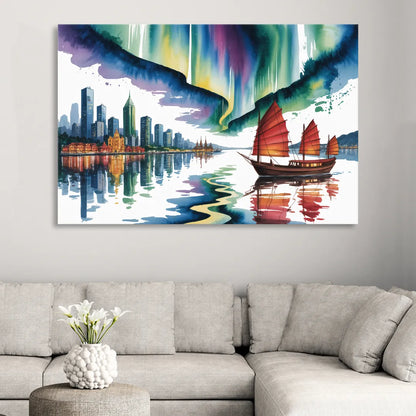 Victoria Harbour Lights Living Room - Canvas Wall Art