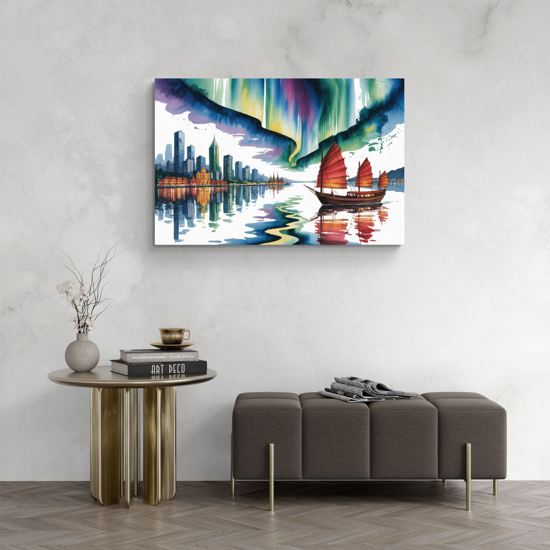 Victoria Harbour Lights - Canvas Wall Art Living Room