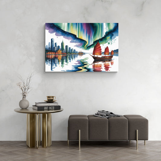 Victoria Harbour Lights - Canvas Wall Art Living Room
