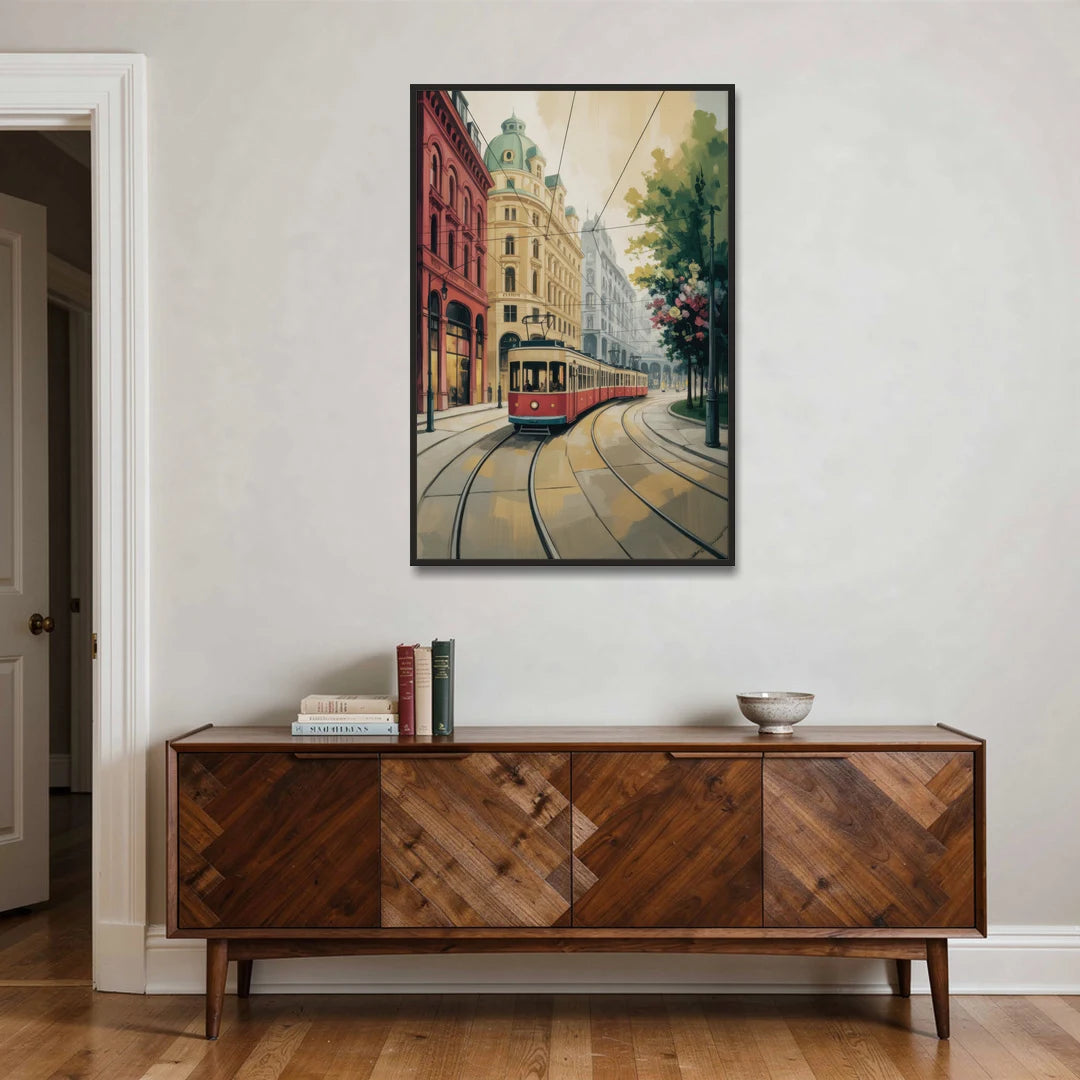 Vienna's Ringstrasse - Black Framed Canvas Wall Art - Coffee Table - 32x48
