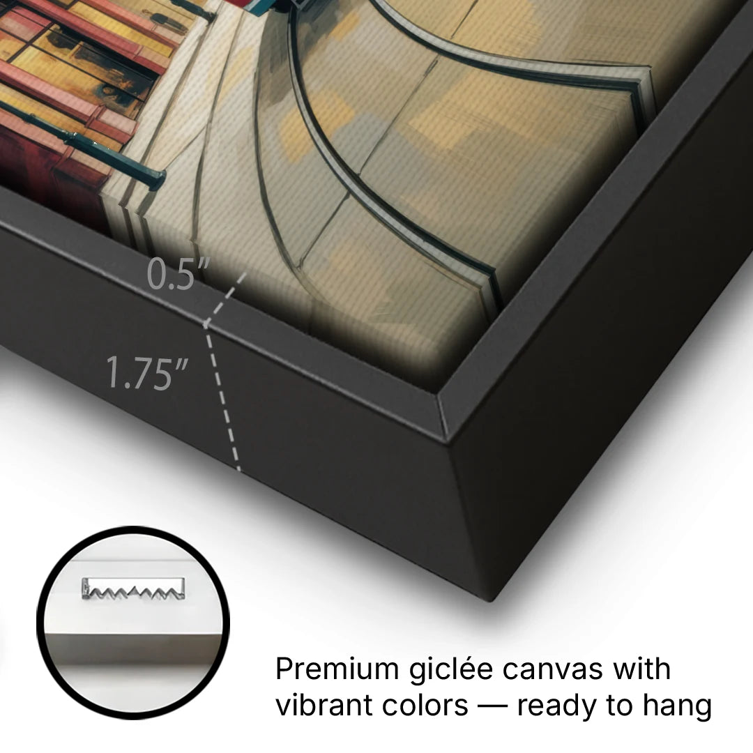 Vienna's Ringstrasse - Black Framed Canvas Wall Art - Gallery Wrap Corner
