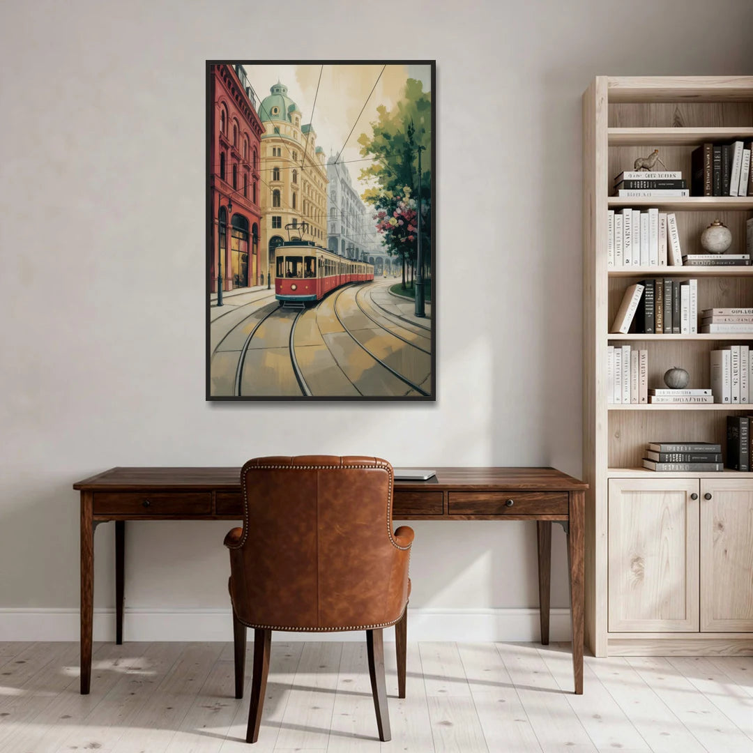Vienna's Ringstrasse - Black Framed Canvas Wall Art - Office - 32x48