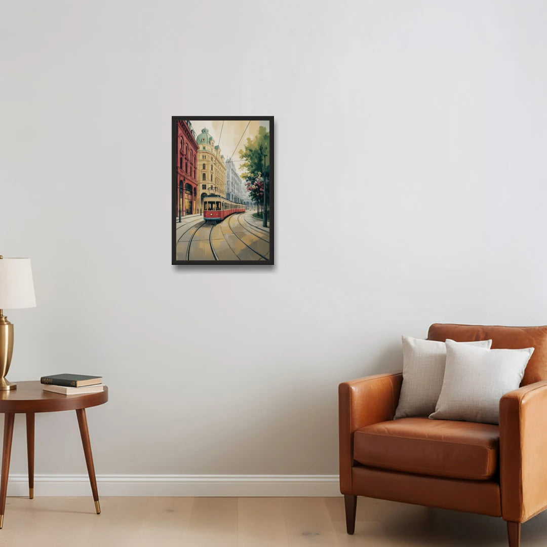 Vienna's Ringstrasse - Black Framed Canvas Wall Art - Sofa - 16x24