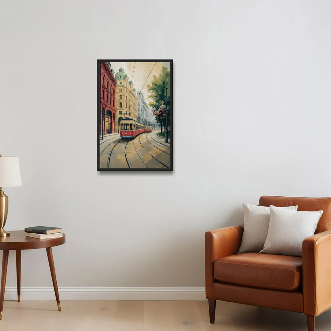 Vienna's Ringstrasse - Black Framed Canvas Wall Art - Sofa - 20x30