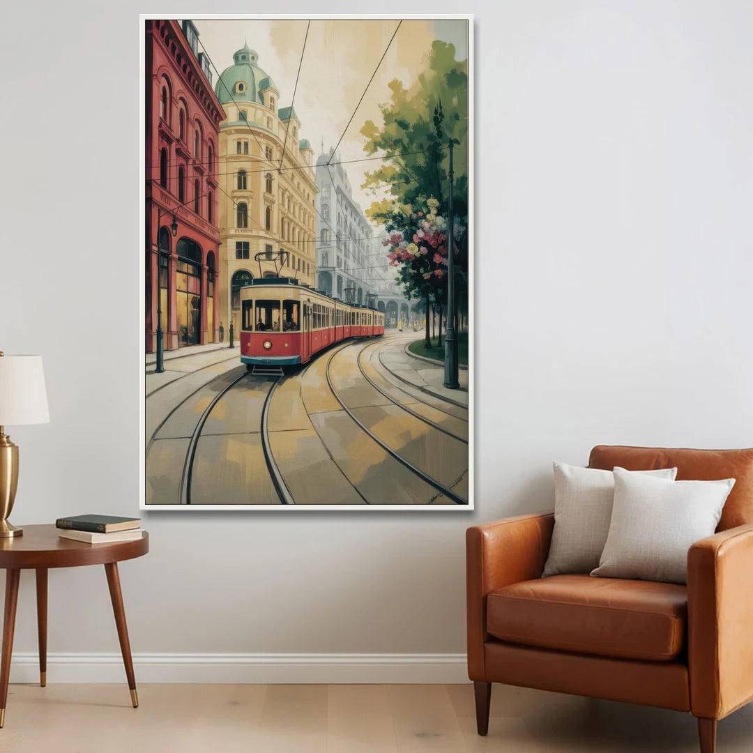 Vienna's Ringstrasse - White Framed Canvas Wall Art - Sofa - 40x60