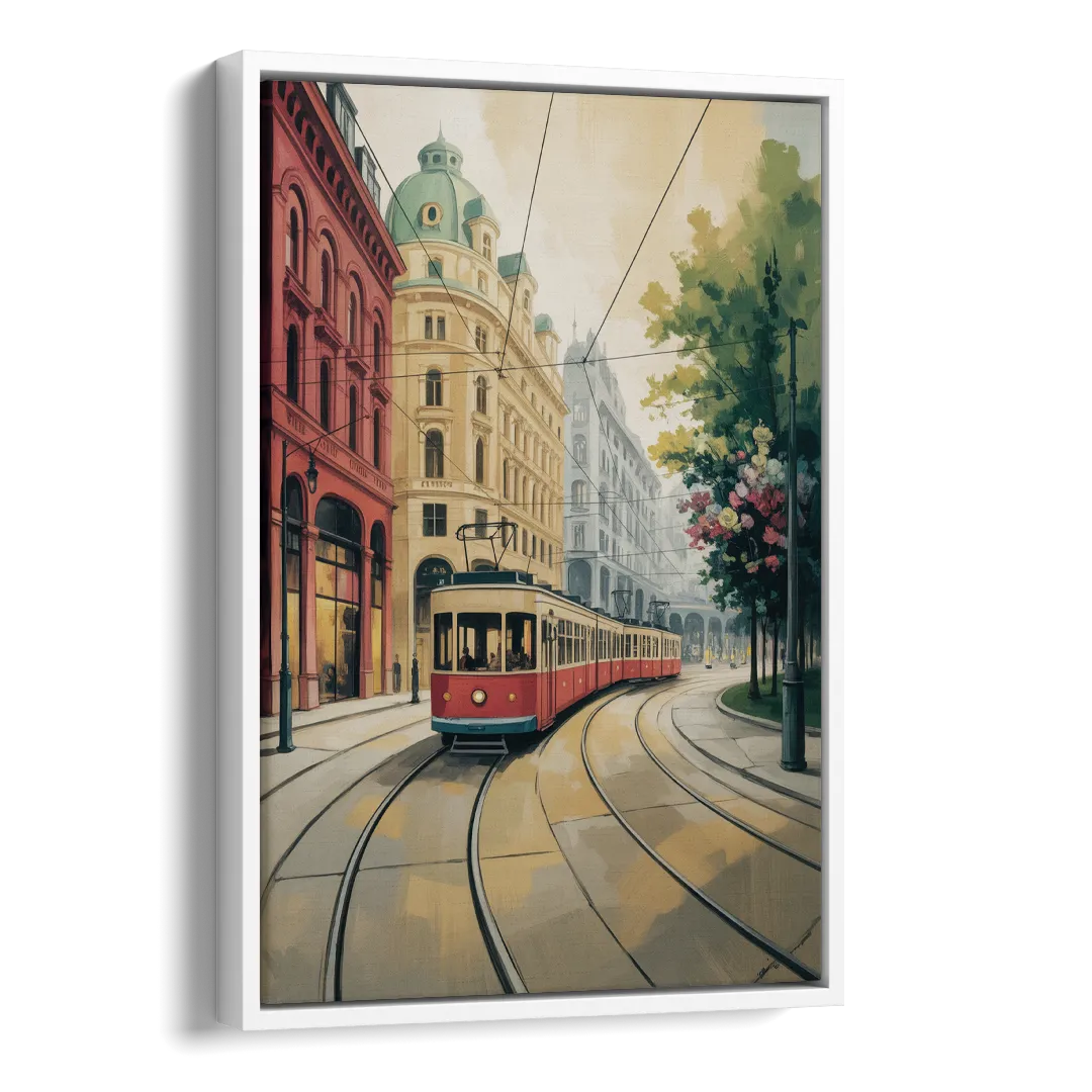 Vienna's Ringstrasse Side - White Canvas Wall Art