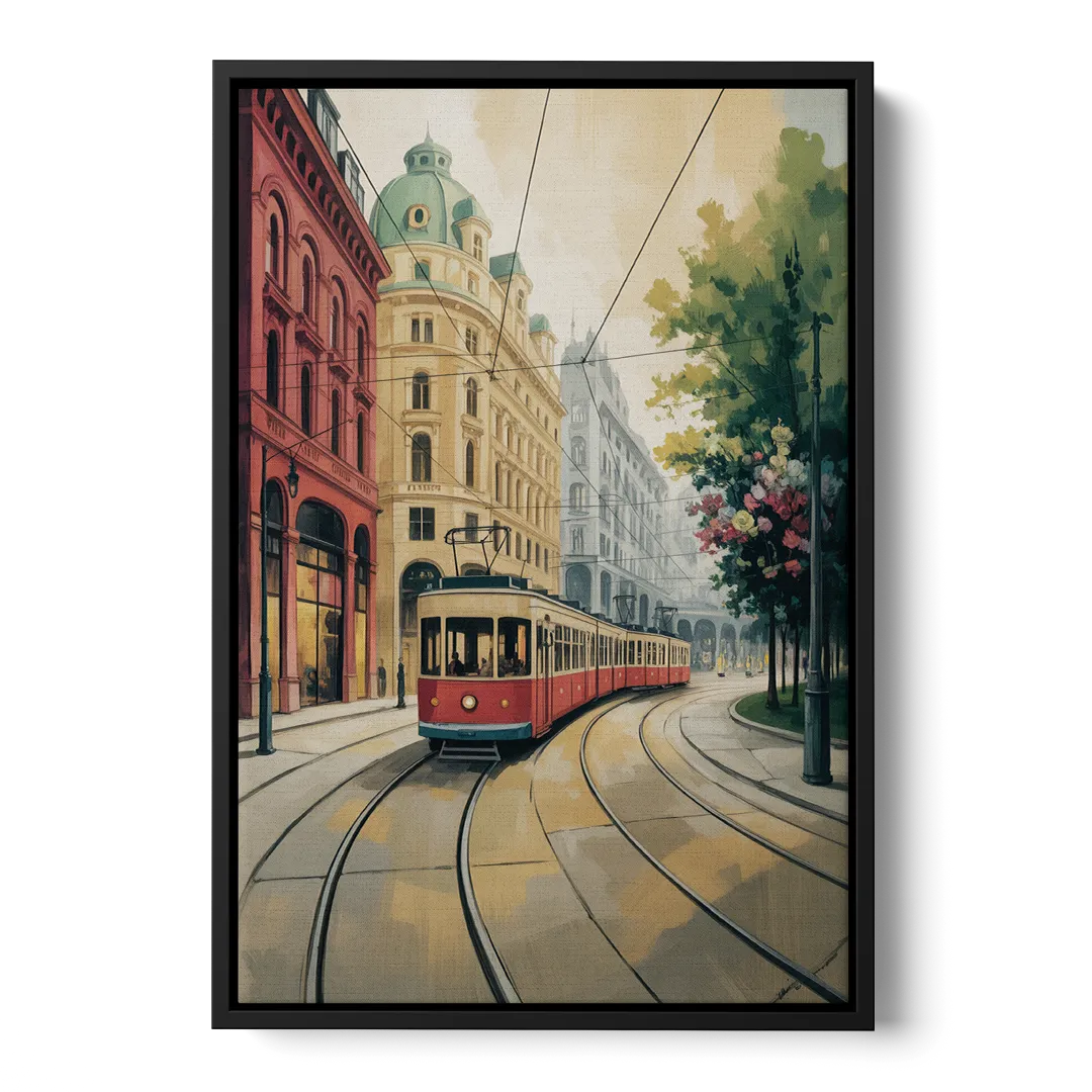 Vienna's Ringstrasse Front - Black Canvas Wall Art