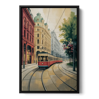 Vienna's Ringstrasse Front - Black Canvas Wall Art