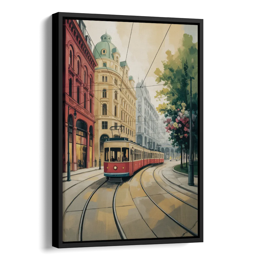 Vienna's Ringstrasse Side - Black Canvas Wall Art