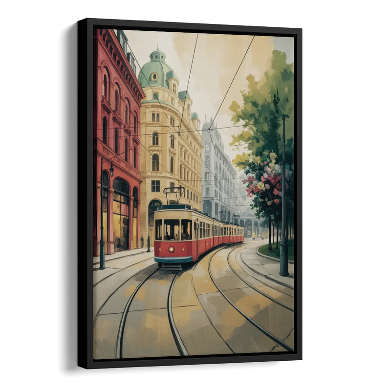 Vienna's Ringstrasse Side - Black Canvas Wall Art