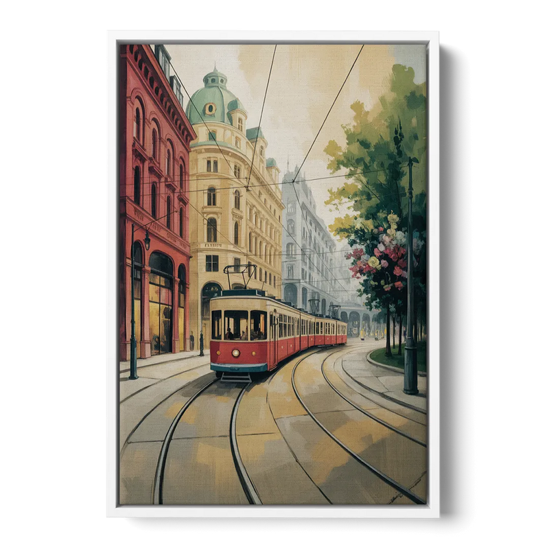Vienna's Ringstrasse Front - White Canvas Wall Art