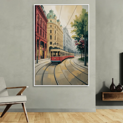 Vienna's Ringstrasse Living Room - White Canvas Wall Art