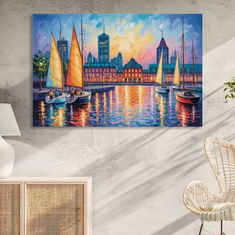 Vieux Port de Montral Living Room - Canvas Wall Art