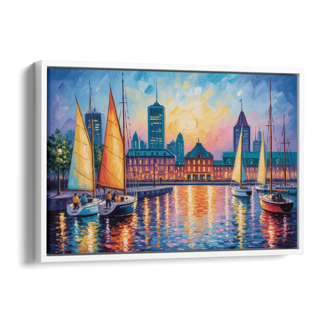 Vieux Port de Montral Side - White Canvas Wall Art