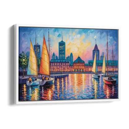 Vieux Port de Montral Side - White Canvas Wall Art