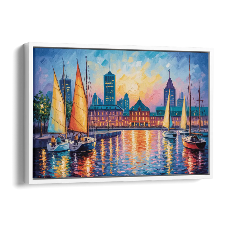 Vieux Port de Montral Side - White Canvas Wall Art