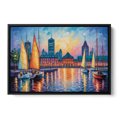 Vieux Port de Montral Front - Black Canvas Wall Art