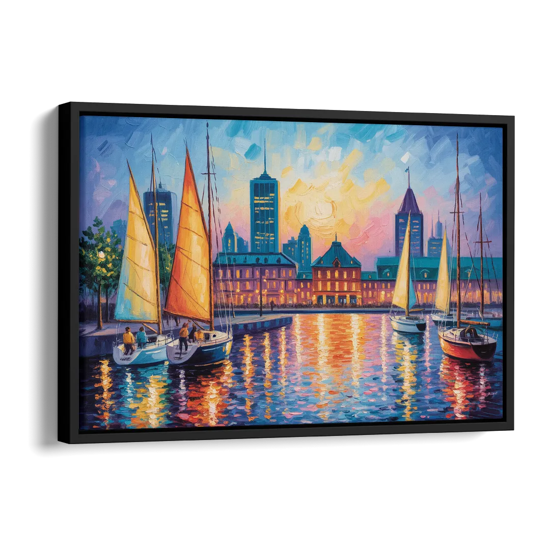 Vieux Port de Montral Side - Black Canvas Wall Art