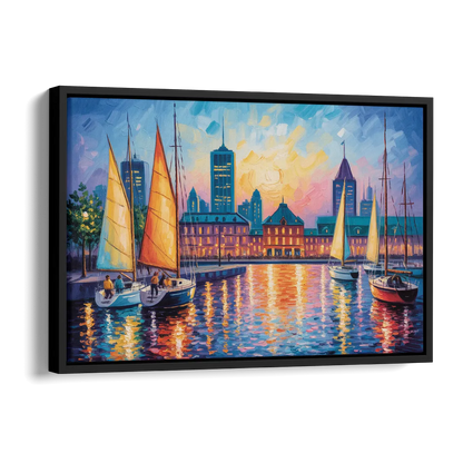 Vieux Port de Montral Side - Black Canvas Wall Art