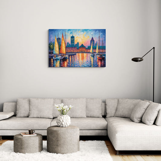 Vieux Port de Montral - Canvas Wall Art Living Room