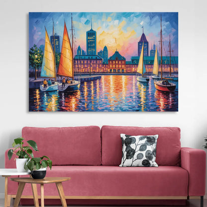 Vieux Port de Montral Sitting Room - Canvas Wall Art