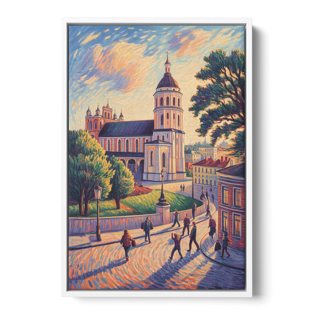 Vilnius Cathedral Front - White Canvas Wall Art