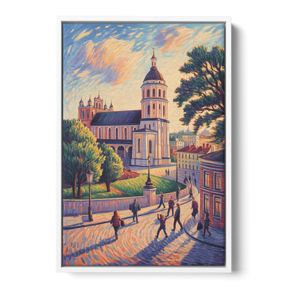 Vilnius Cathedral Front - White Canvas Wall Art