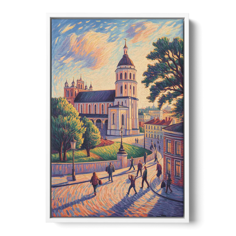 Vilnius Cathedral Front - White Canvas Wall Art