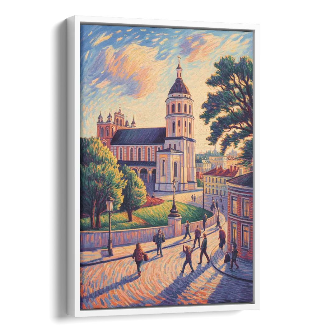 Vilnius Cathedral Side - White Canvas Wall Art