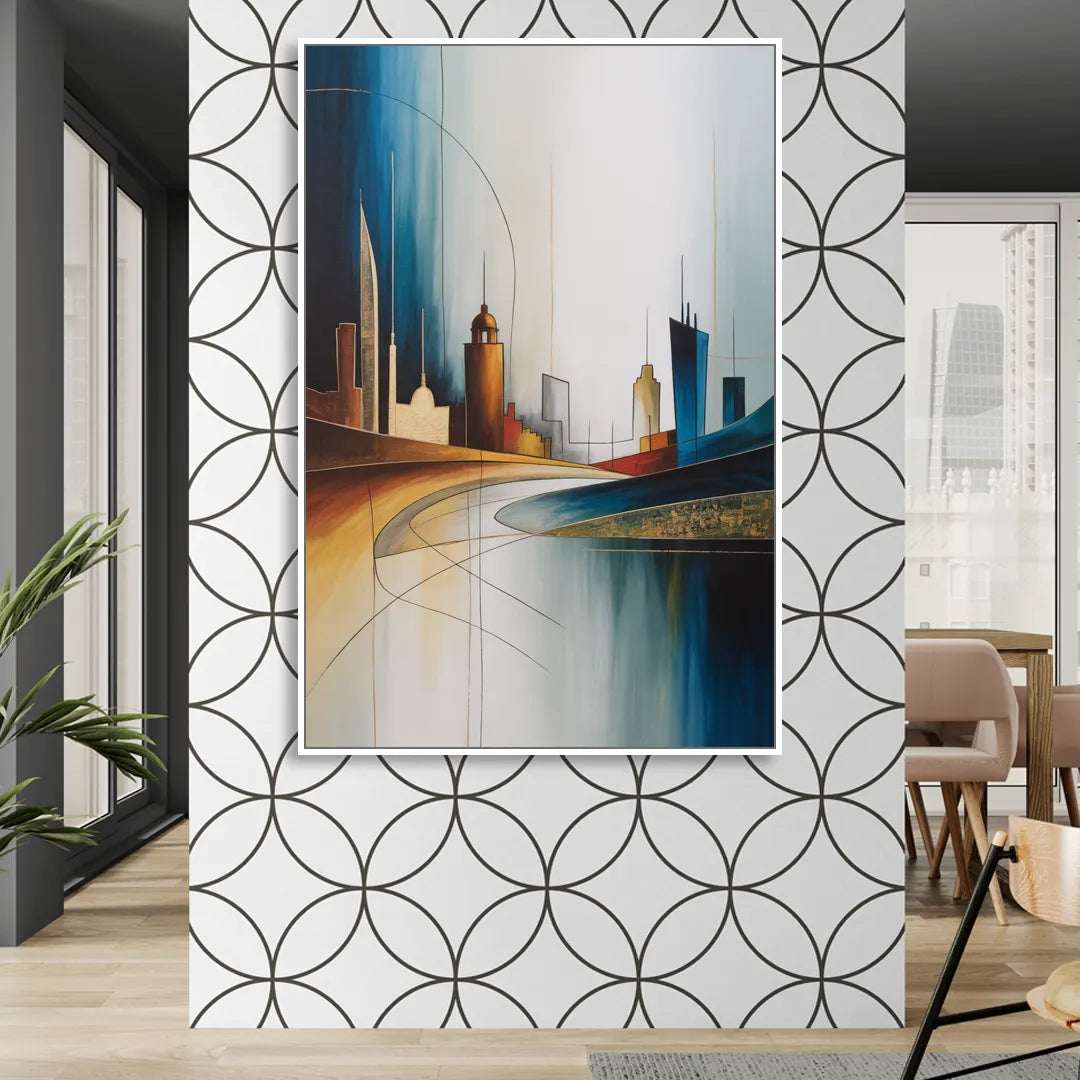 Vilnius Skyline Living Room - White Canvas Wall Art