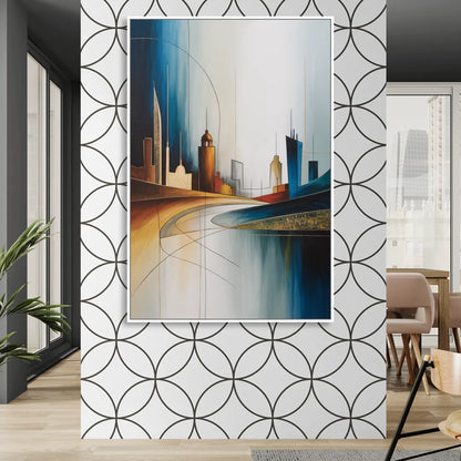 Vilnius Skyline Living Room - White Canvas Wall Art