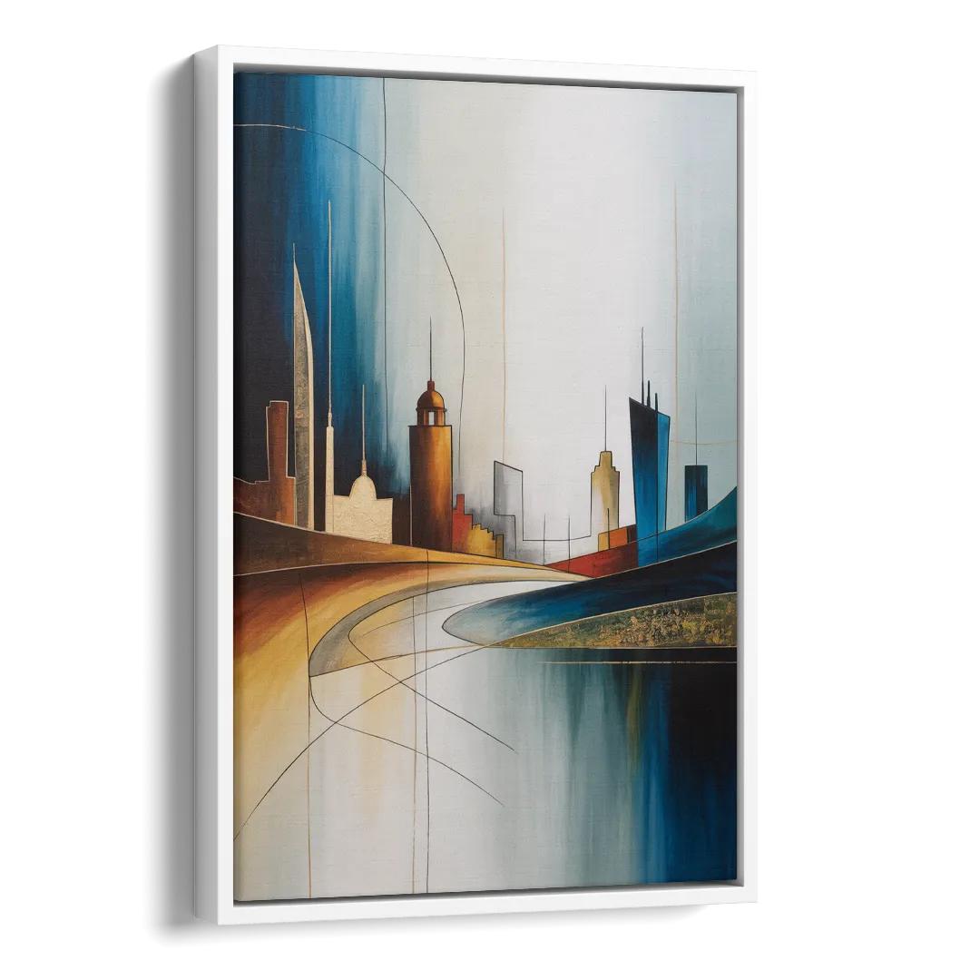 Vilnius Skyline Side - White Canvas Wall Art