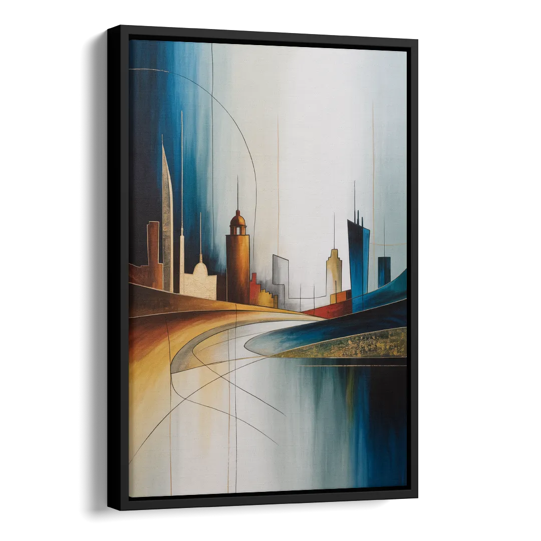 Vilnius Skyline Side - Black Canvas Wall Art