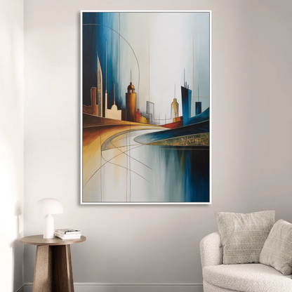 Vilnius Skyline Sitting Room - White Canvas Wall Art