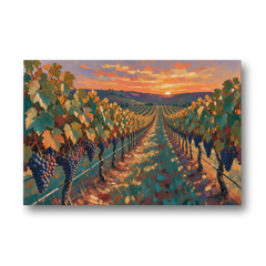 Vineyard Painting at Harvest Sundown - Canvas Wall Art - Front