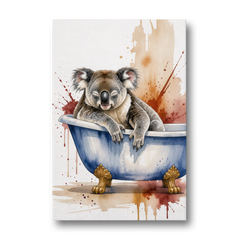 Vintage Bathtub Wall Art with a Sleeping Koala - Canvas Wall Art - Front