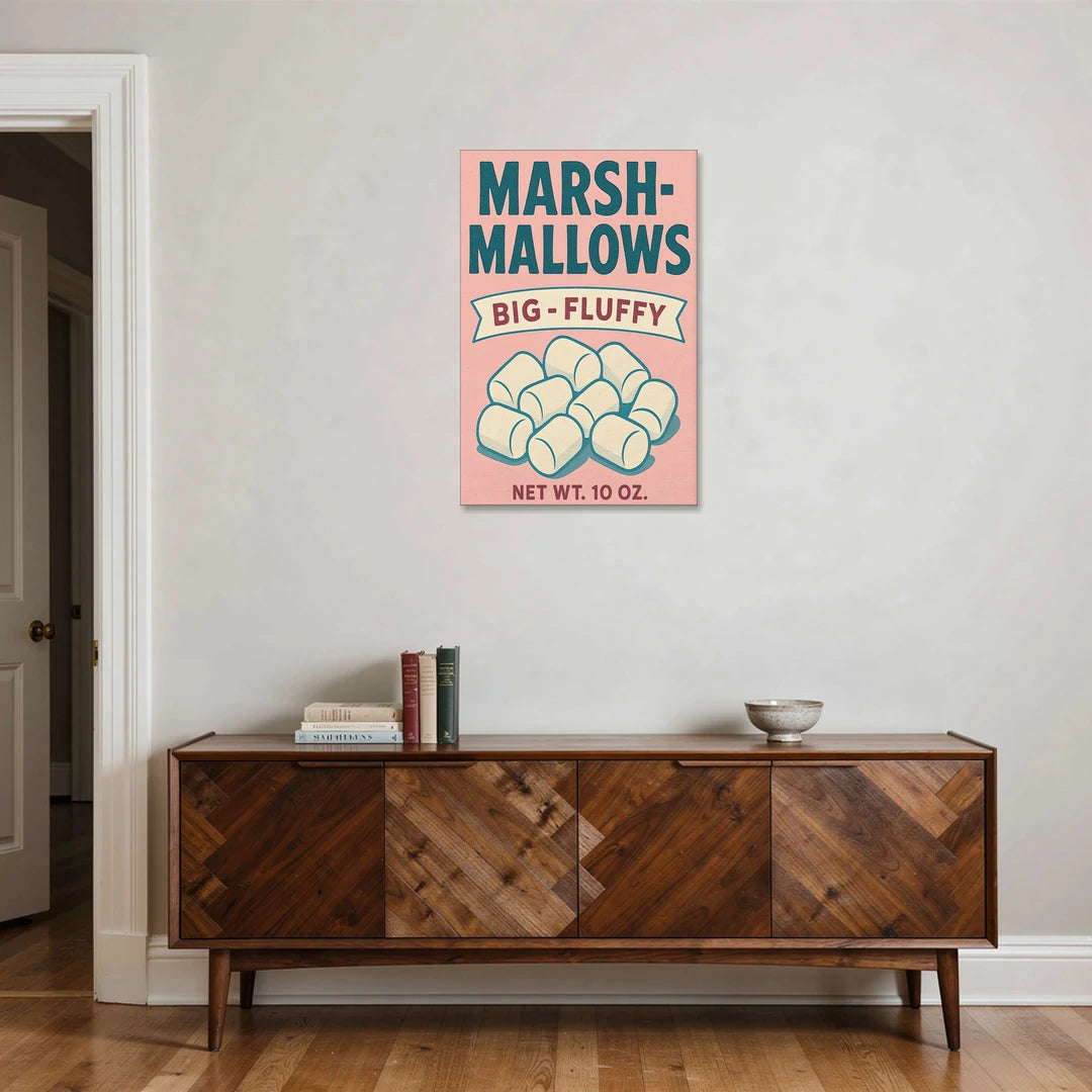 Vintage Big Fluffy Marshmallow - Canvas Wall Art - Coffee Table - 24x36