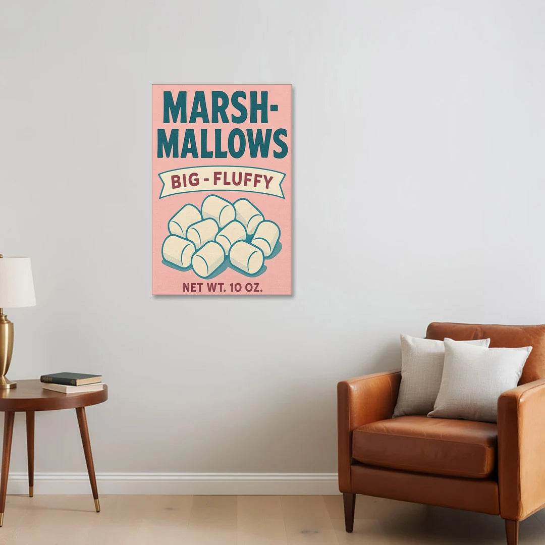 Vintage Big Fluffy Marshmallow - Canvas Wall Art - Sofa - 24x36